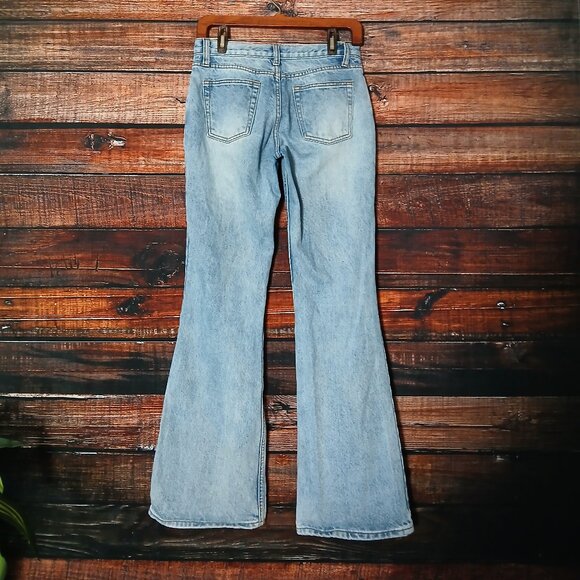 J Galt Jeans Size Small Flared Y2K Mid Rise Light Acid Wash Blue Denim PacSun - Picture 3 of 7